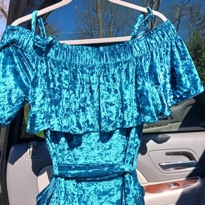 Umgee crushed Teal Blue Off shoulder Dress